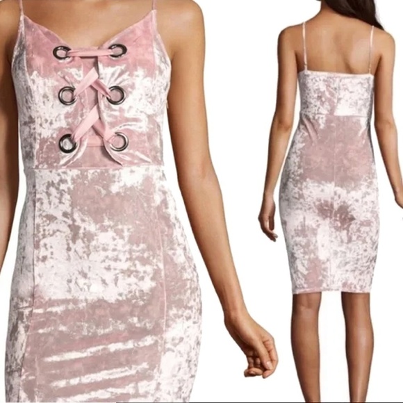 PROJECT RUNWAY Sheath Dress Velvet Grommets Corset Front Bodice Plunge Neck - Picture 11 of 15